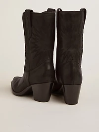 Low Wish star boots black leather with tone-on-tone inlay