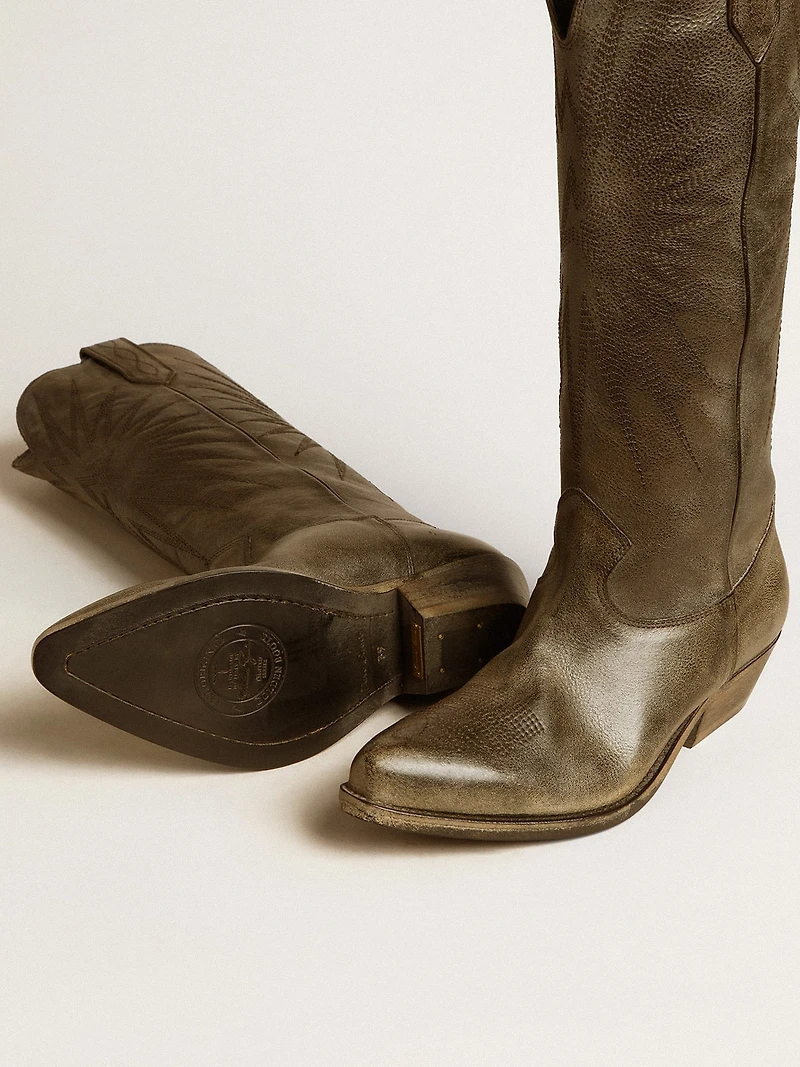 Women's Wish star boots black leather with embroidery
