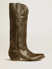 Women's Wish star boots black leather with embroidery