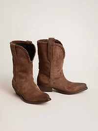 Low Women’s boots dark brown washed suede