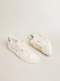 Matchstar white leather with silver glitter heel tab