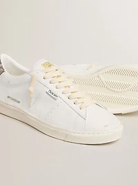 Matchstar white leather with silver glitter heel tab