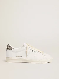 Matchstar white leather with silver glitter heel tab