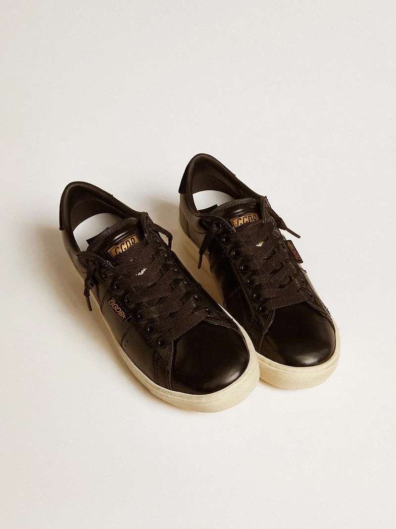 Women's Matchstar black leather with suede heel tab