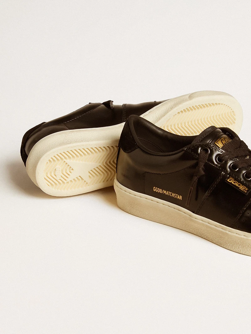 Women's Matchstar black leather with suede heel tab