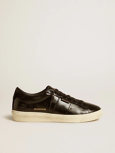 Women's Matchstar black leather with suede heel tab