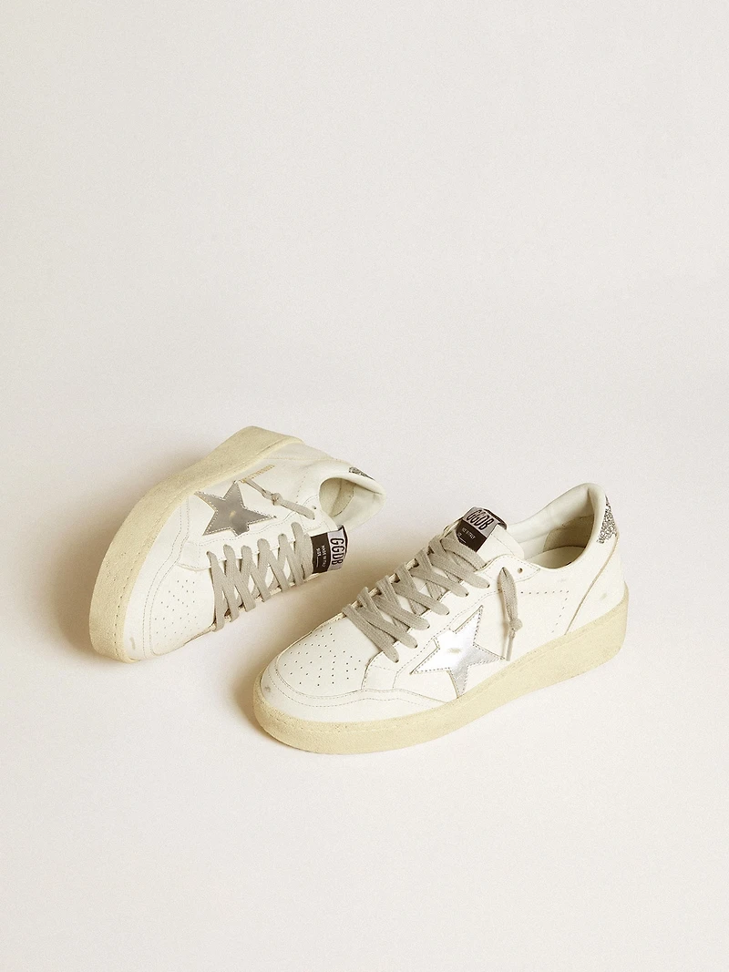 Women's Ball star with silver leather and glitter heel tab