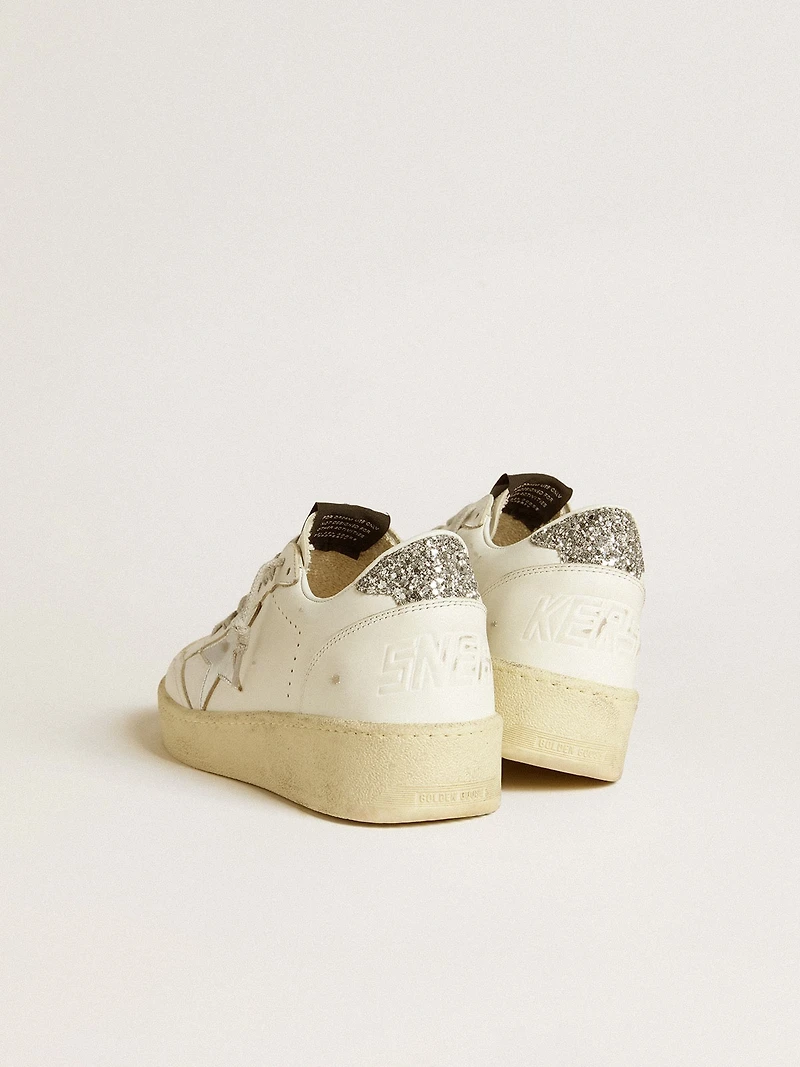 Women's Ball star with silver leather and glitter heel tab