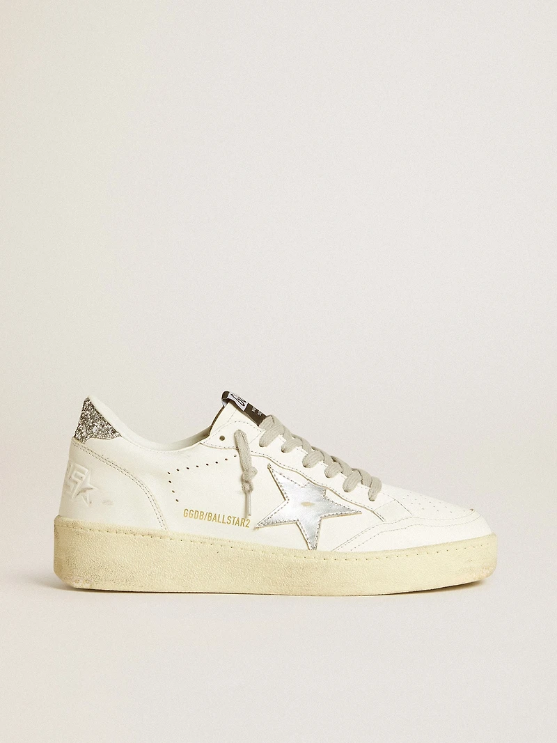 Women's Ball star with silver leather and glitter heel tab