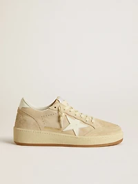 Women's Ball star beige suede with white leather and heel tab
