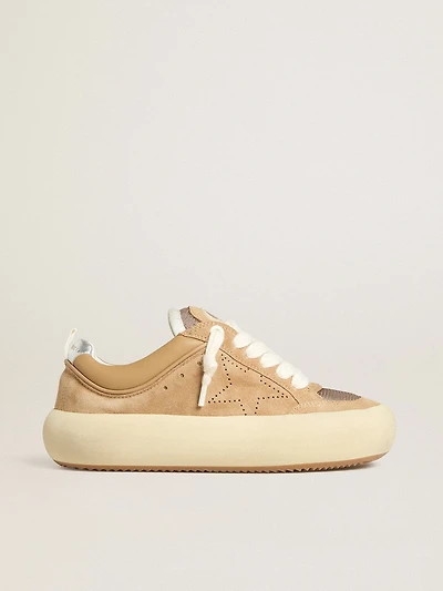 Women's Space-Star Cube tobacco suede with perforated star