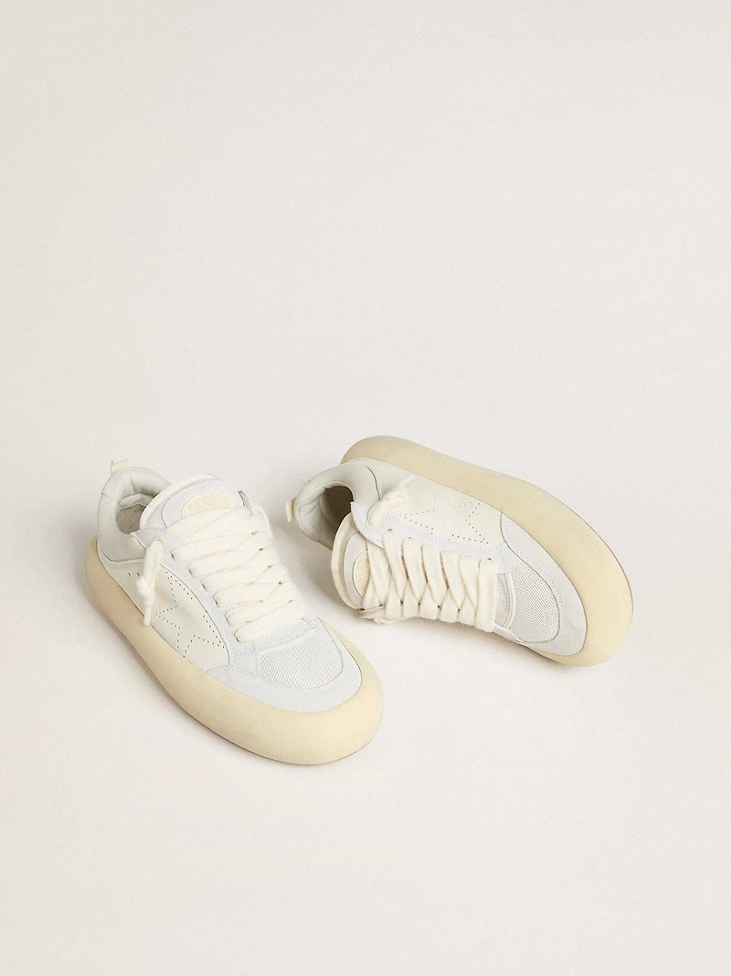Women's Space-Star Cube white leather with perforated star