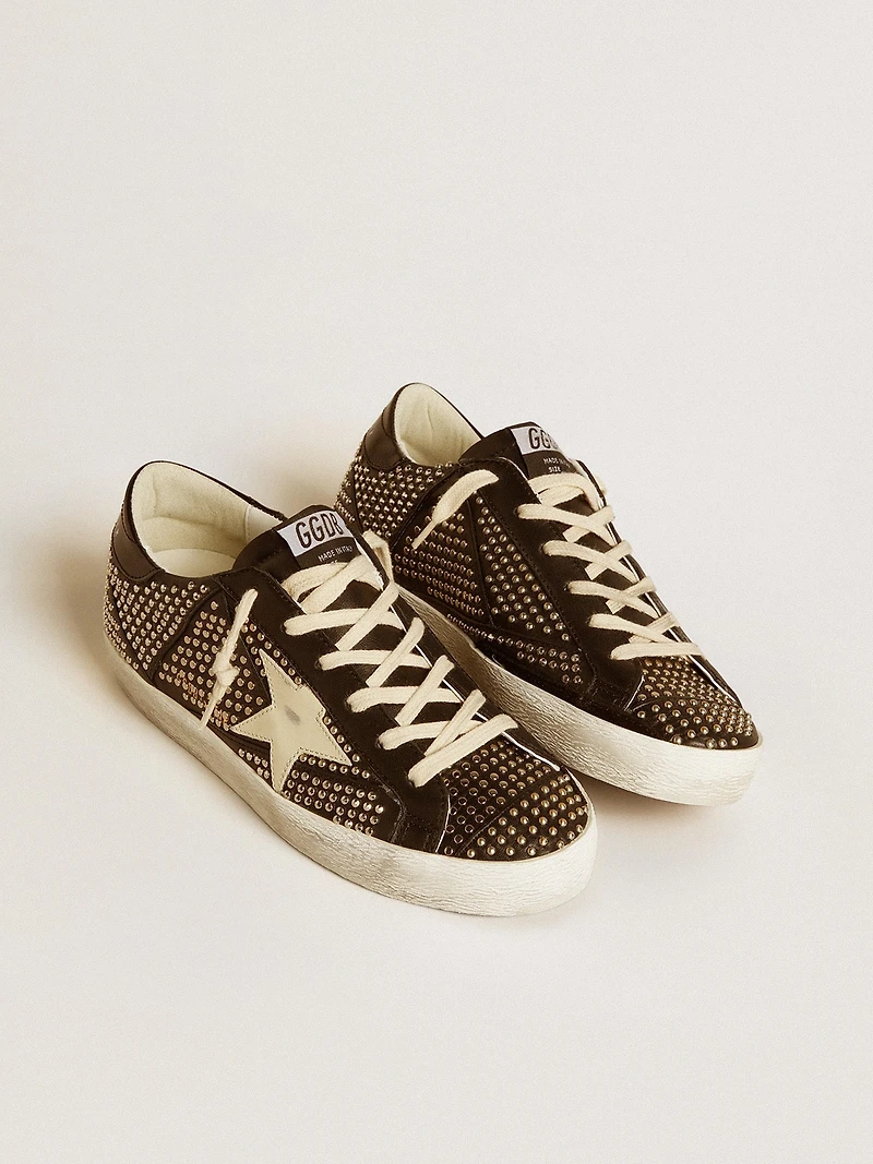 Women’s Super-Star studded black nappa with white leather star