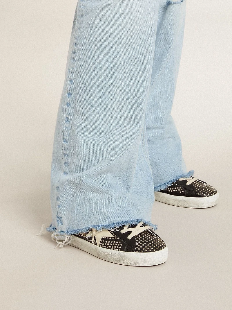 Women’s Super-Star studded black nappa with white leather star