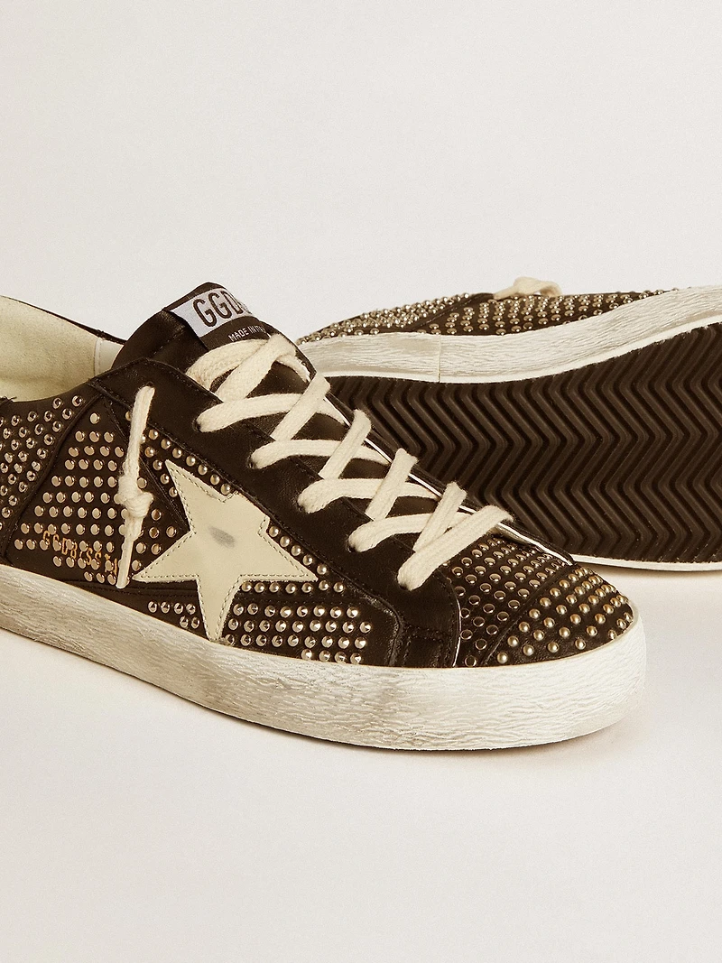 Women’s Super-Star studded black nappa with white leather star