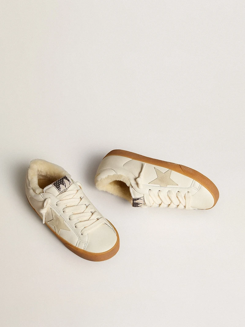 Super-Star white nappa with suede star and shearling lining