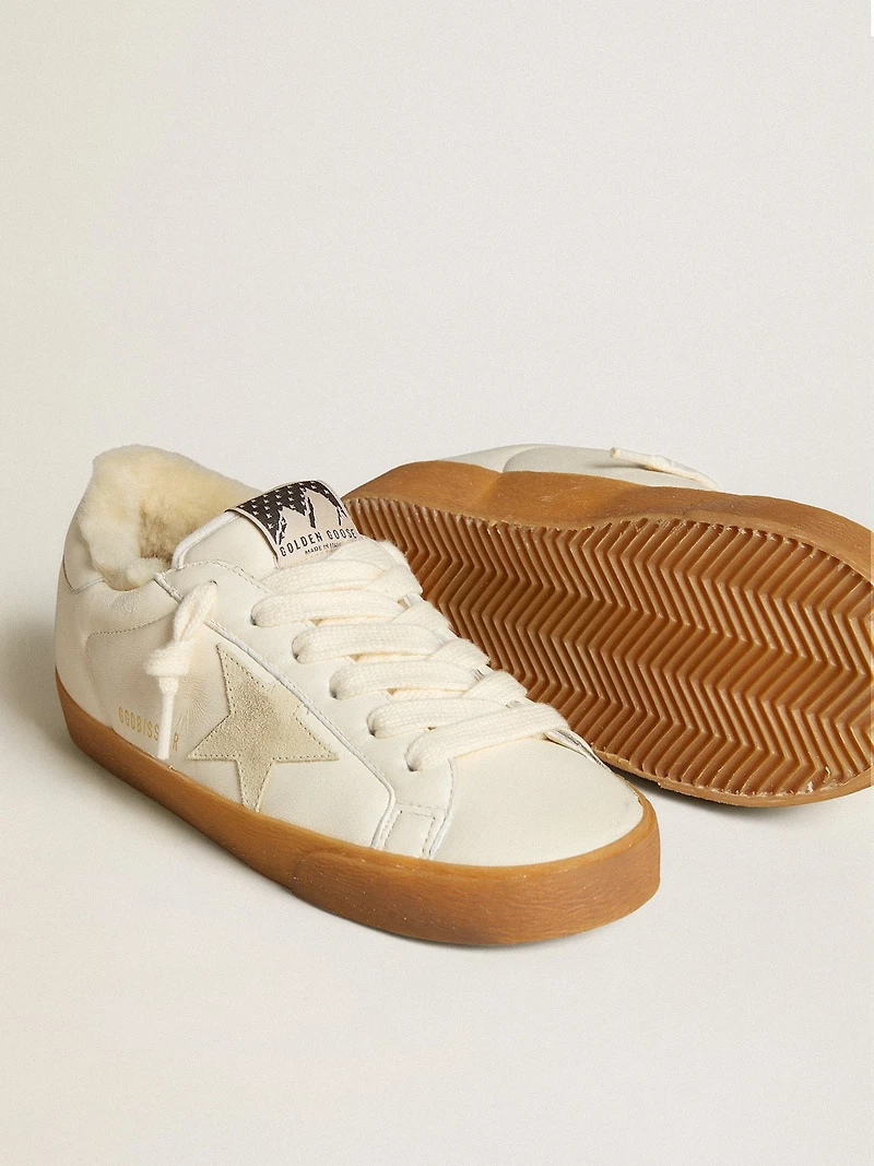 Super-Star white nappa with suede star and shearling lining