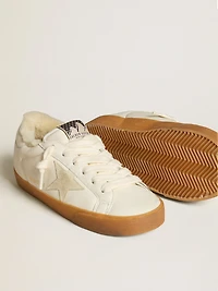 Super-Star white nappa with suede star and shearling lining