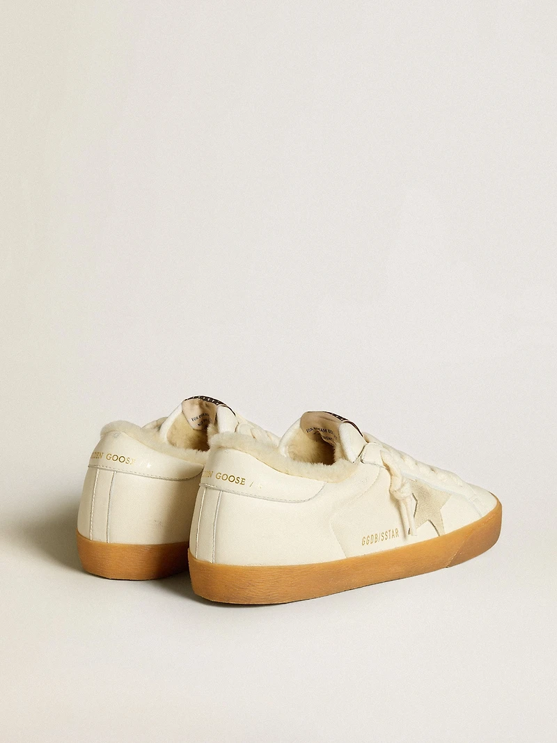 Super-Star white nappa with suede star and shearling lining