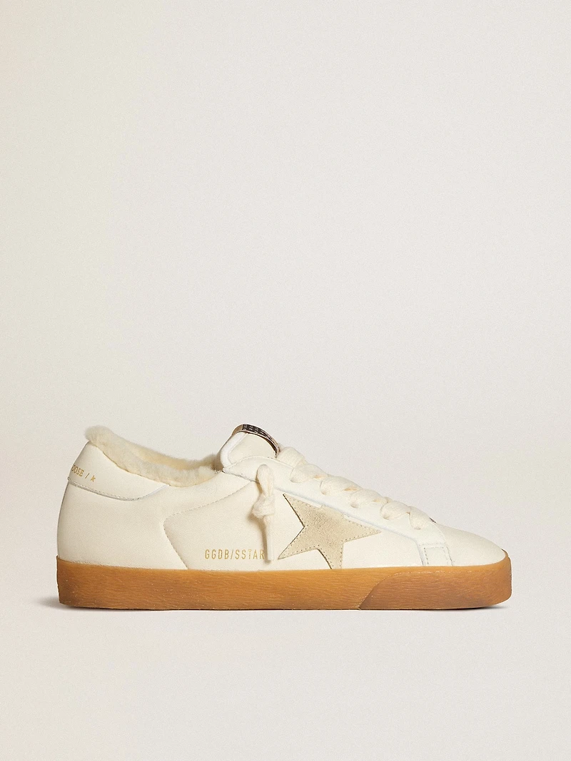 Super-Star white nappa with suede star and shearling lining