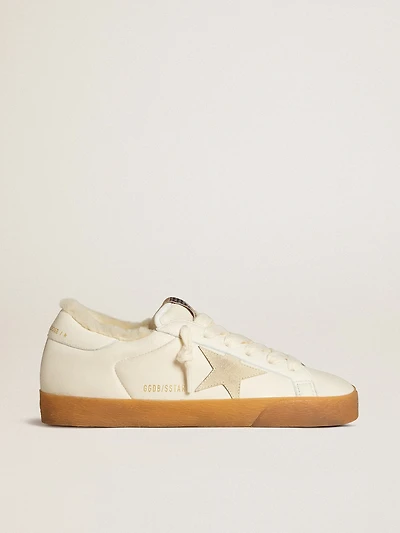 Super-Star white nappa with suede star and shearling lining