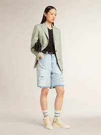 Women's Sky-Star leather with light blue star and white heel tab
