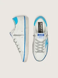 Women's Super-Star LTD white leather with light blue star and heel tab