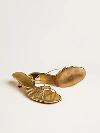 Nico kitten heel sandals in metallic gold leather