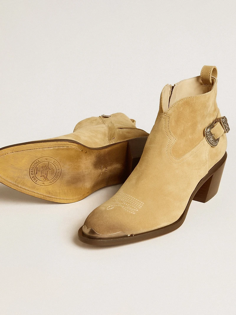 Patty ankle boots sand-colored waxed suede