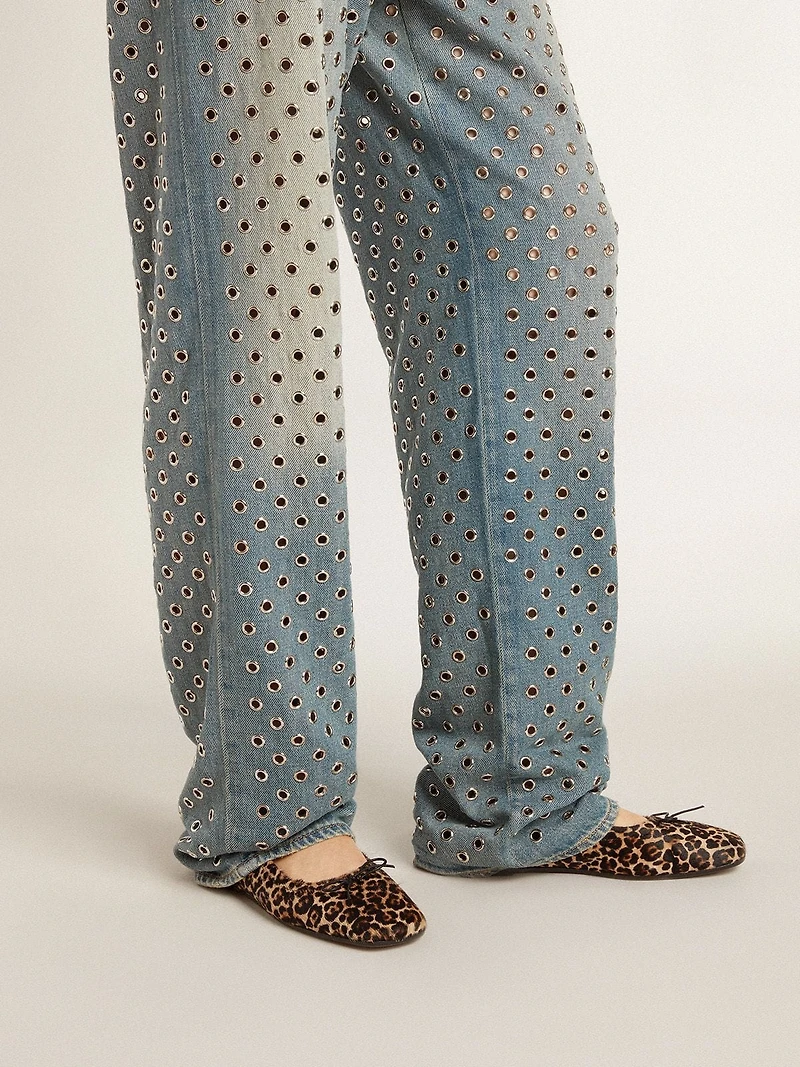 Amy ballet flats beige leopard-print pony skin