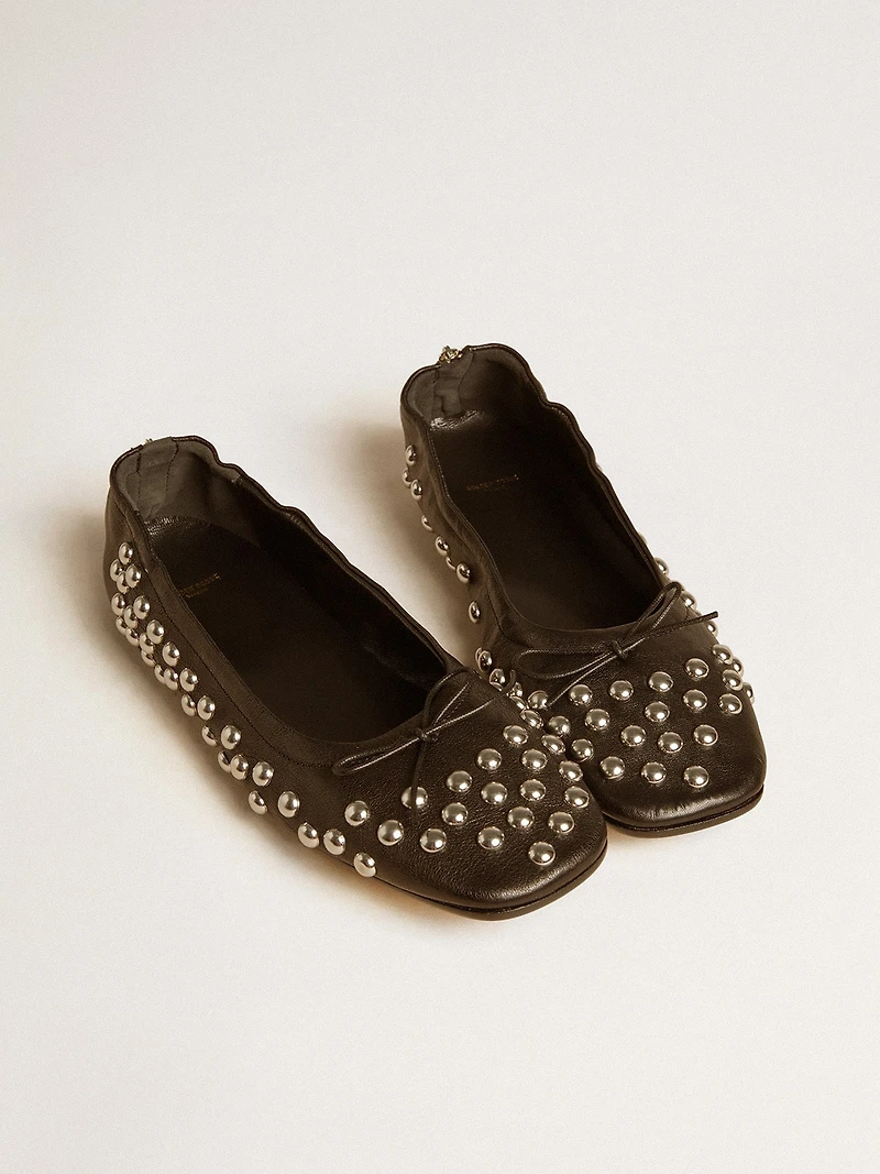 Amy ballet flats black nappa leather with silver colored studs
