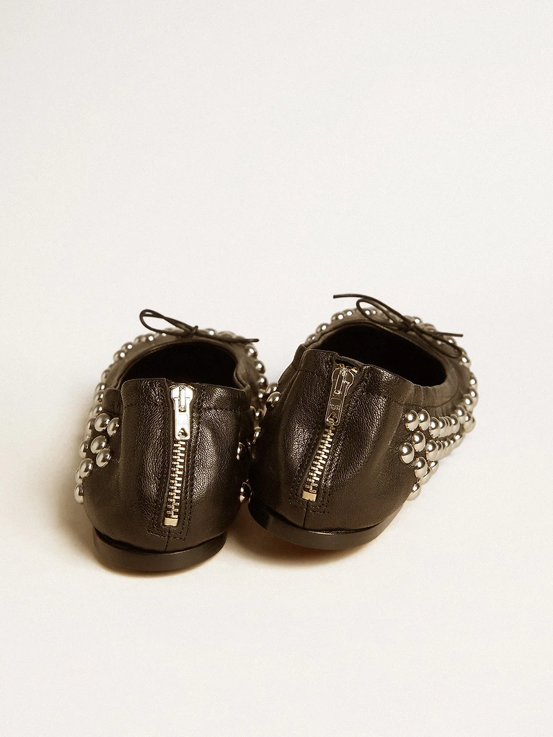 Amy ballet flats black nappa leather with silver colored studs