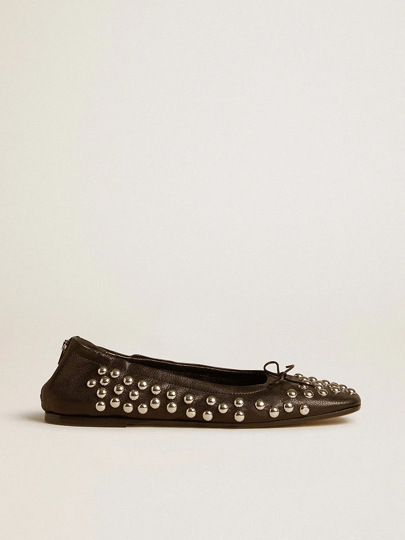 Amy ballet flats black nappa leather with silver colored studs