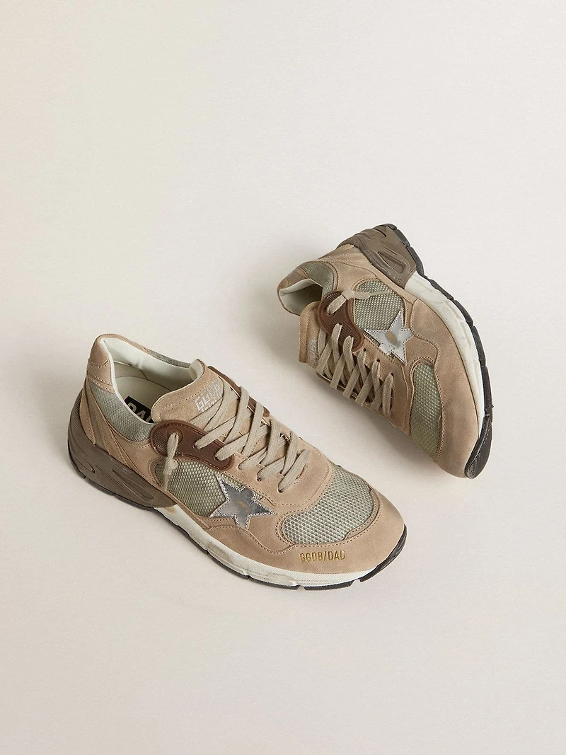 Women's Dad-Star beige mesh and suede with silver leather star
