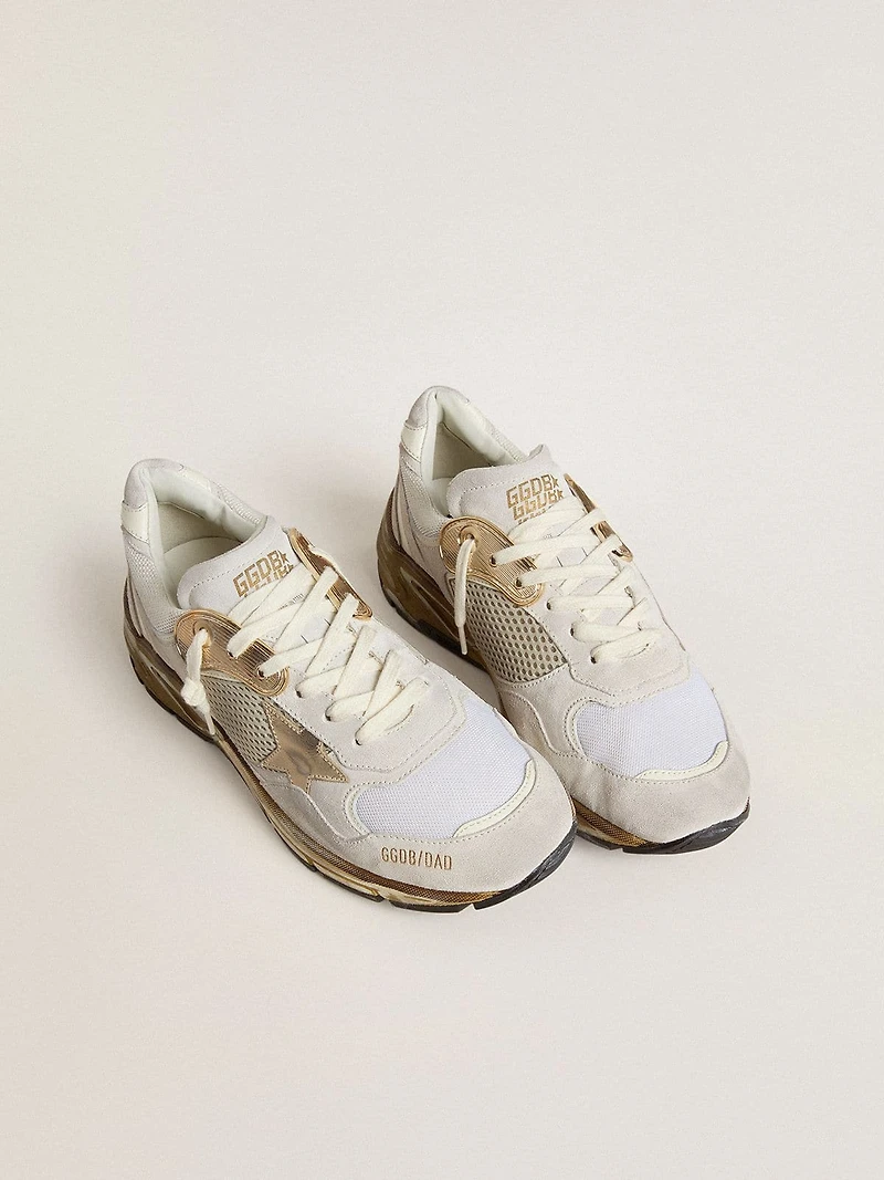 Women's Dad-Star mesh and white suede with gold foiled star
