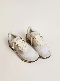 Women's Dad-Star mesh and white suede with gold foiled star