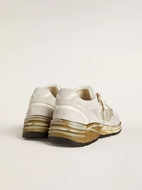 Women's Dad-Star mesh and white suede with gold foiled star