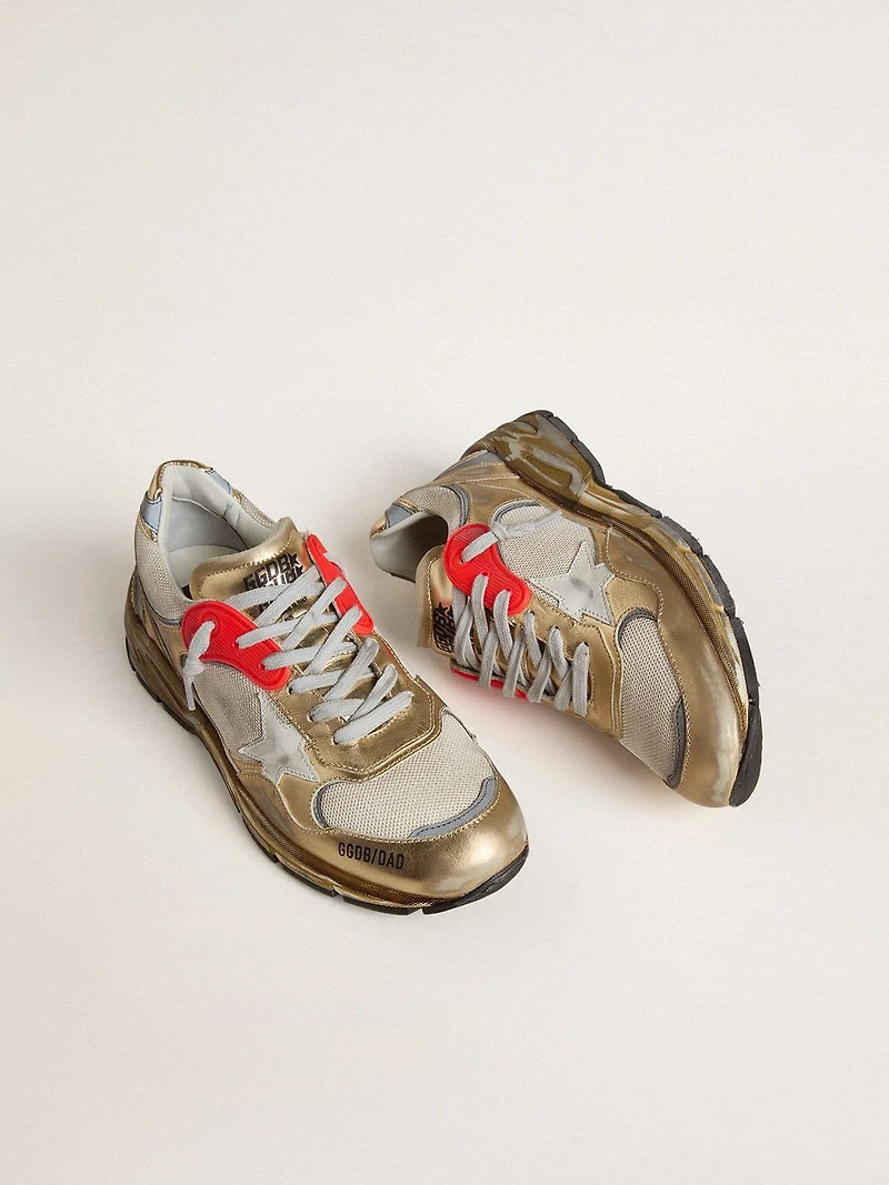 Women's Dad-Star mesh and gold foiled leather with white star