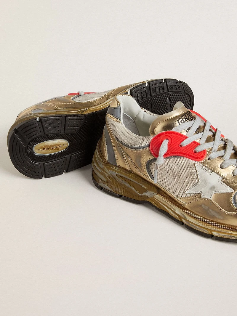 Women's Dad-Star mesh and gold foiled leather with white star