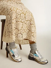 Women's Dad-Star mesh and silver foiled leather with black suede star