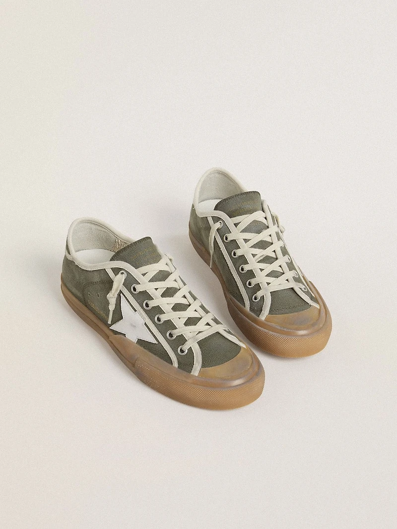 Women’s Super-Star LTD green canvas with white leather star