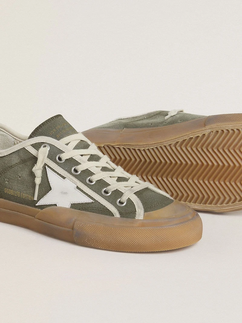 Women’s Super-Star LTD green canvas with white leather star