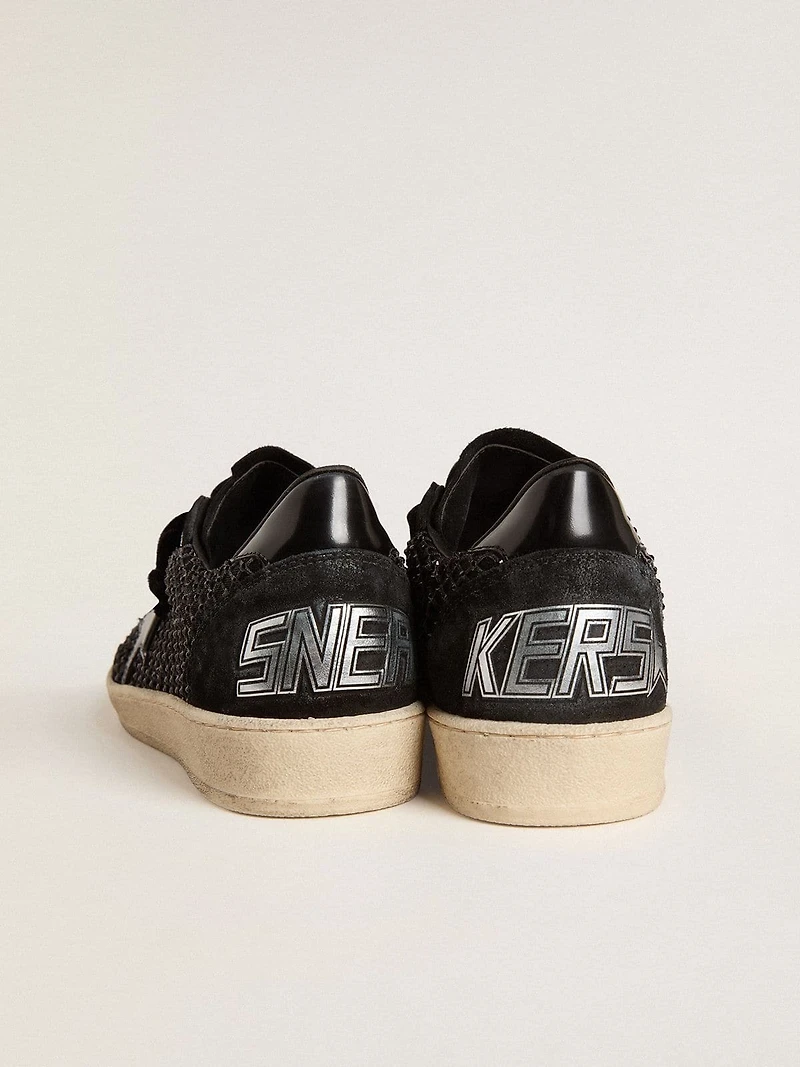 Women’s Ball star mesh with Swarovski crystals and black laminated leather heel tab