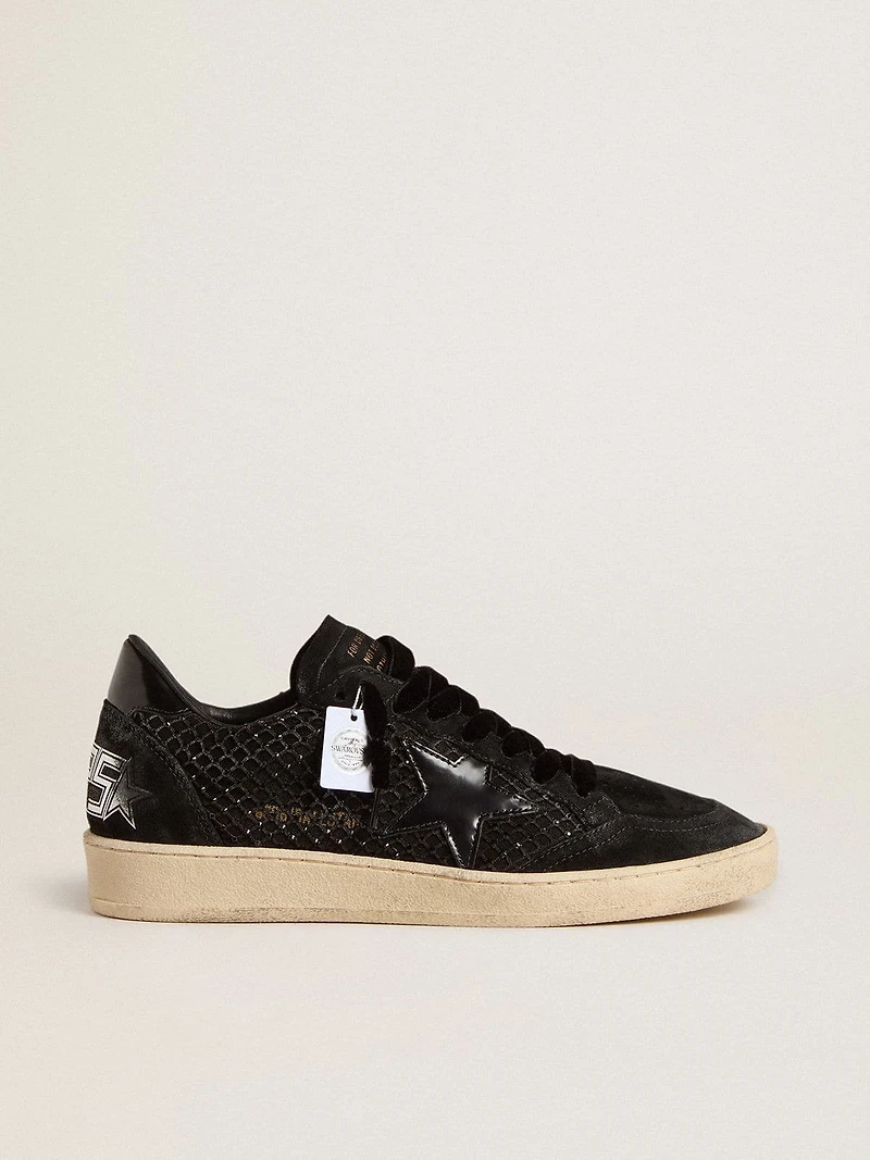 Women’s Ball star mesh with Swarovski crystals and black laminated leather heel tab
