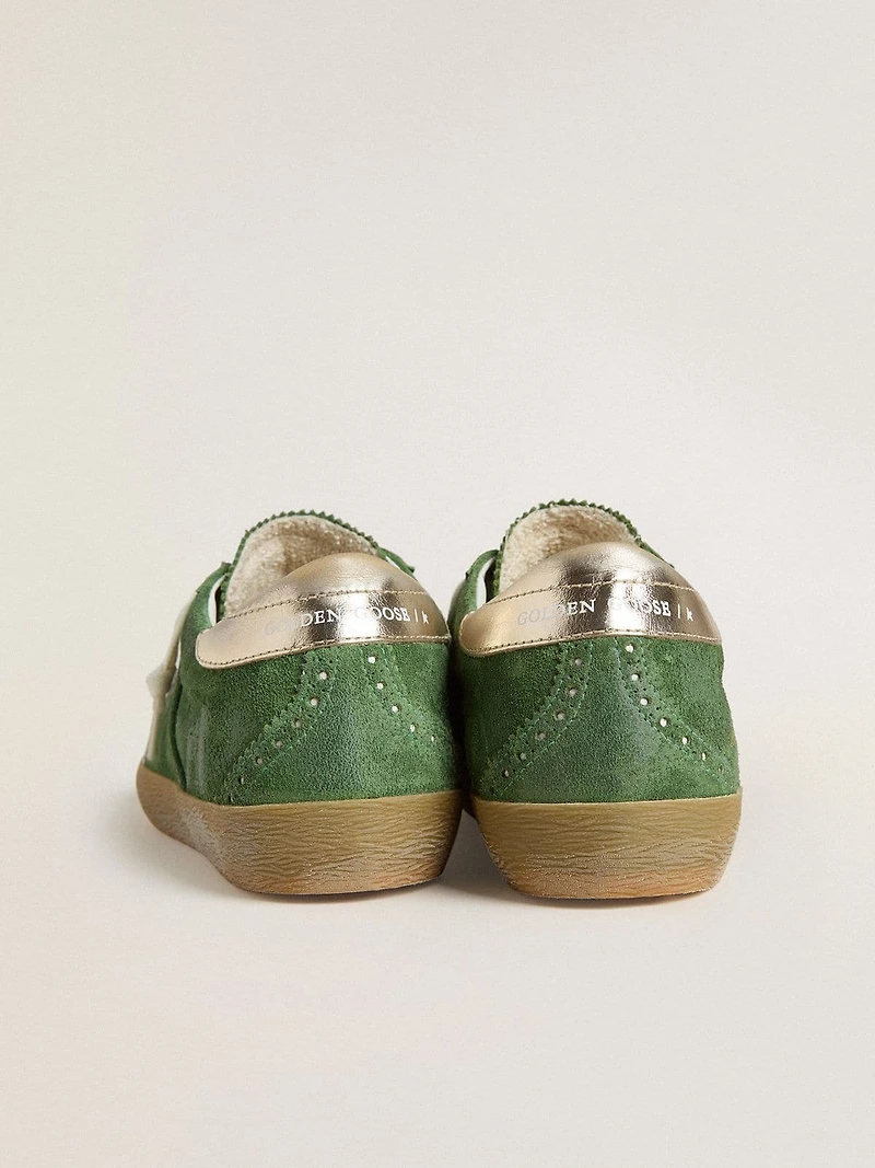 Women's Super-Star in green suede with white star