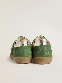 Women's Super-Star in green suede with white star