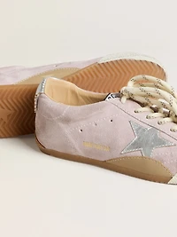 Women's True-Star pastel pink suede with silver star and heel tab