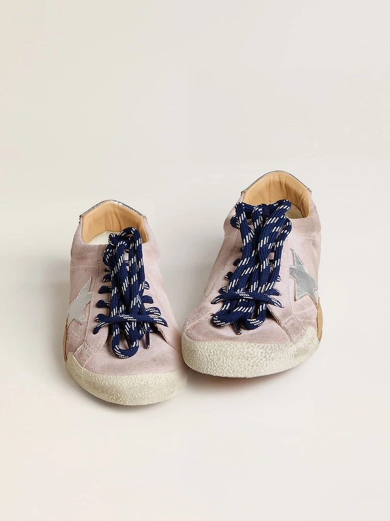 Women's True-Star pastel pink suede with silver star and heel tab