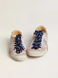 Women's True-Star pastel pink suede with silver star and heel tab