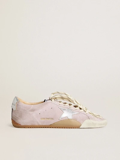 Women's True-Star pastel pink suede with silver star and heel tab